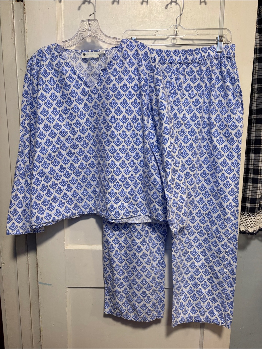 Ella Simone Block Print Pajama Set Crisp Cotton Sz L